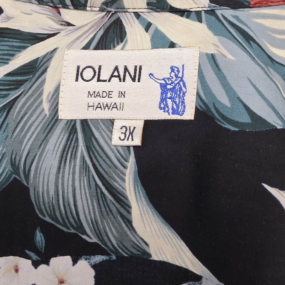 Iolani Mens 3XL Tropical Floral Short Sleeve Hawaiian Shirt Black Floral USA - Picture 12 of 14